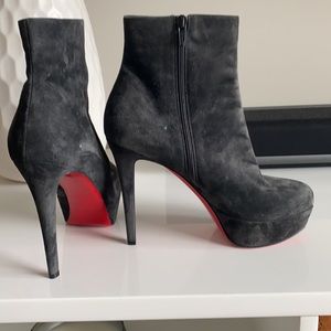Christian louboutin Bianca blue/grey suede platform booties worn indoors once